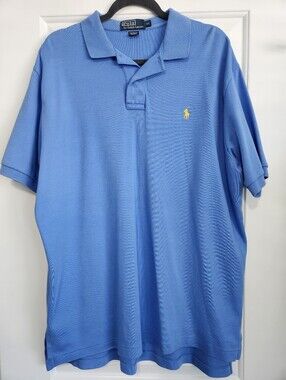 Polo by Ralph Lauren Light Blue Short-Sleeve Mesh Polo with Yellow Pony